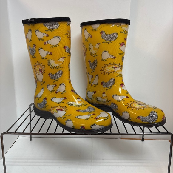 Women’s Sloggers  Rain & Garden Boots Chicken Print Size 7 - Picture 1 of 6